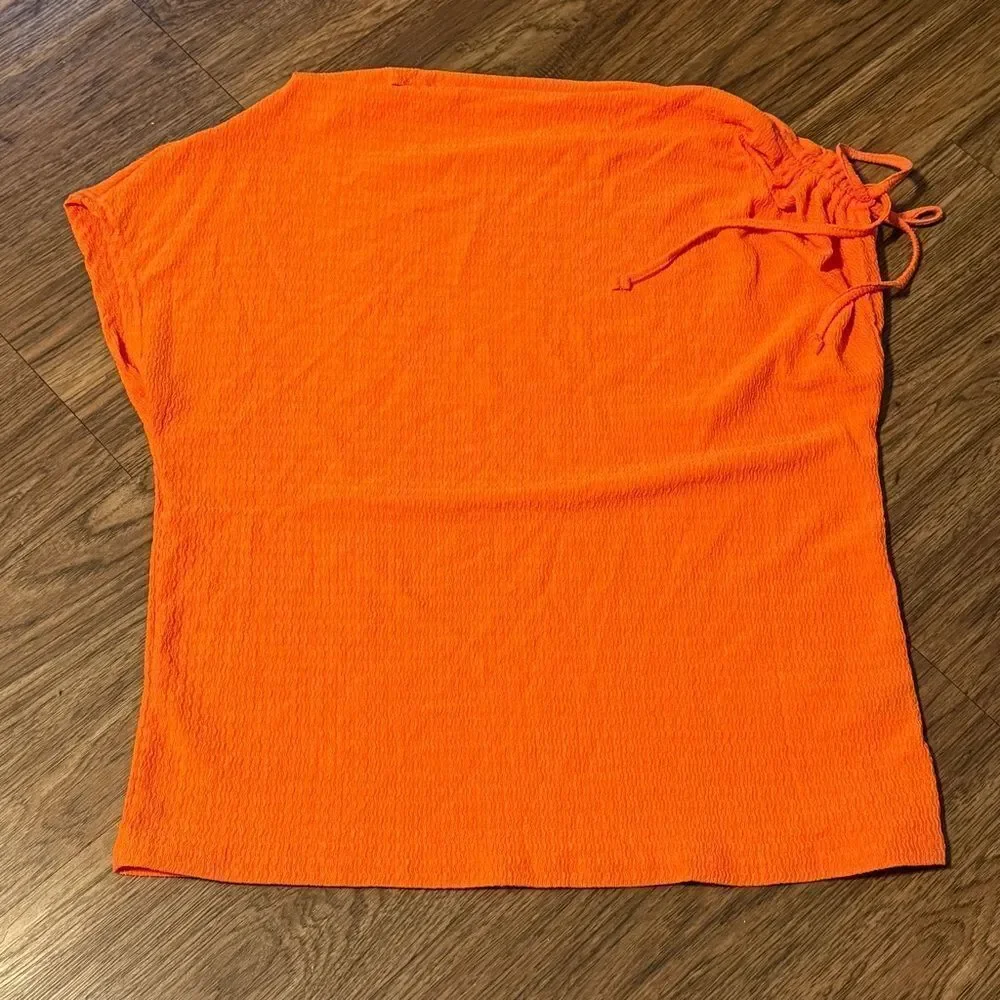 SHEIN Off shoulder Orange Textured Blouse Size Medium